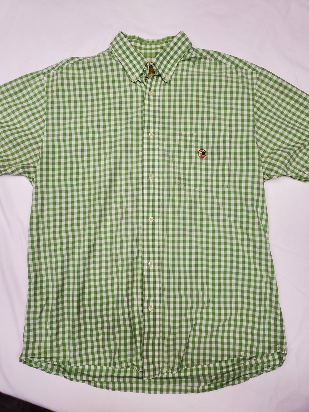 Duck Head Green Gingham Button Down Shirt Medium Cotton Preppy Southern Classic